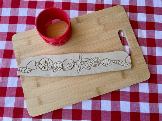 Seashells Pottery Roller - April 2026 Beach Themed Mystery Box - Border Design, Repeating pattern, Plastic 3d printed