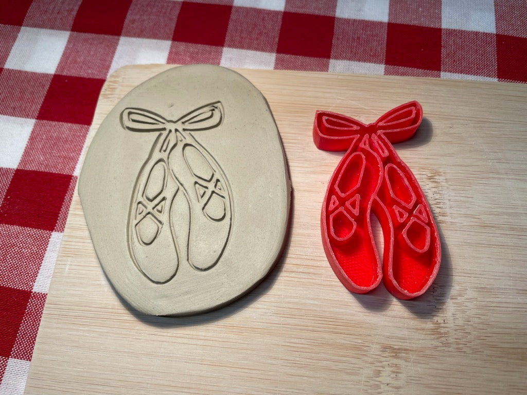 Ballet Slippers pottery stamp, from the May 2024 Girls themed mystery box - multiple sizes available, 3D printed