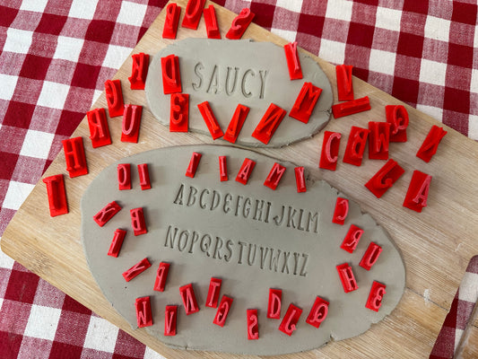 Alphabet Pottery Stamp Set - Saucy font, New for 2024