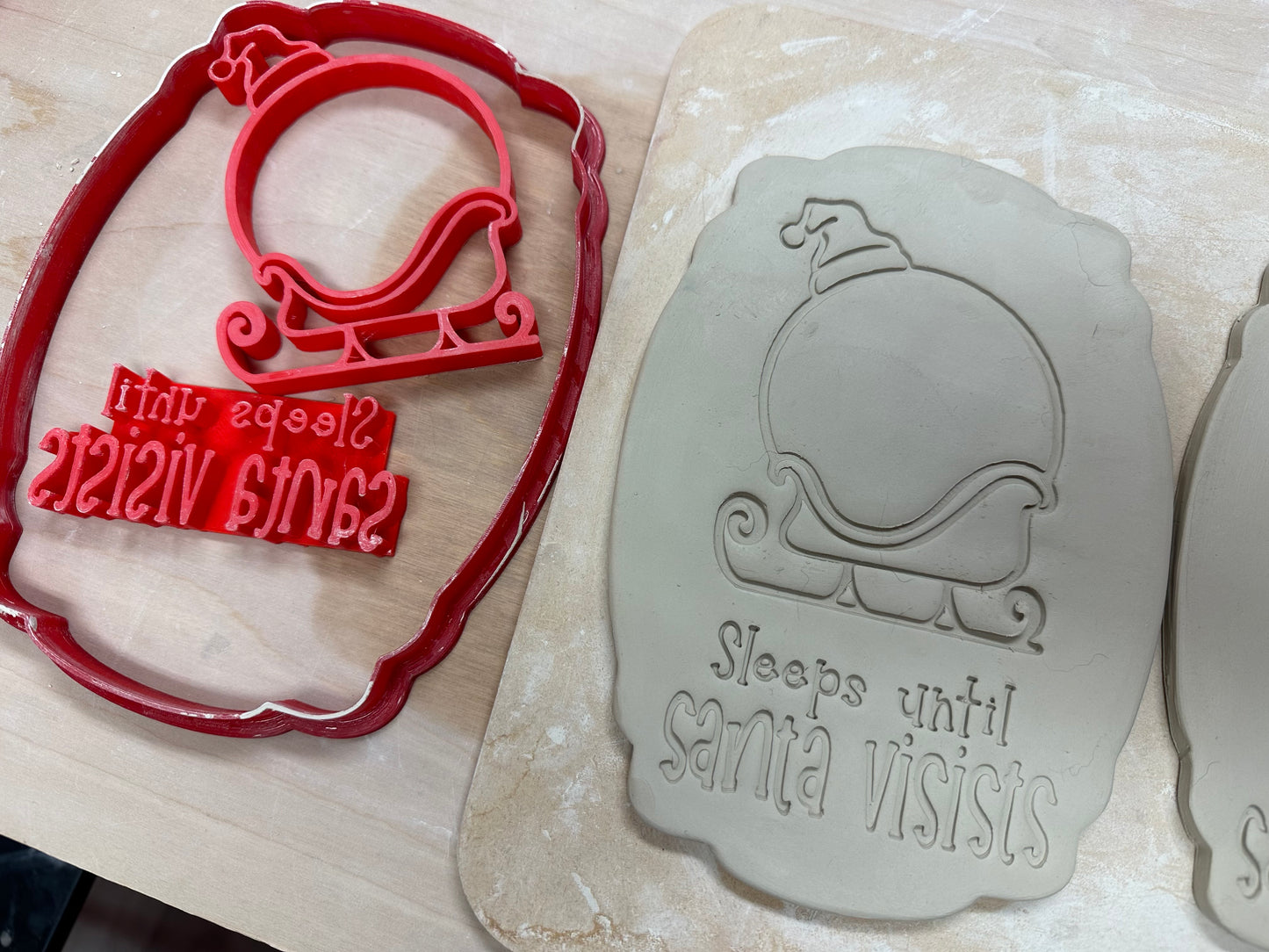 Santa Sleigh and Hat frame stamp - multiple sizes available, 3D printed, Christmas