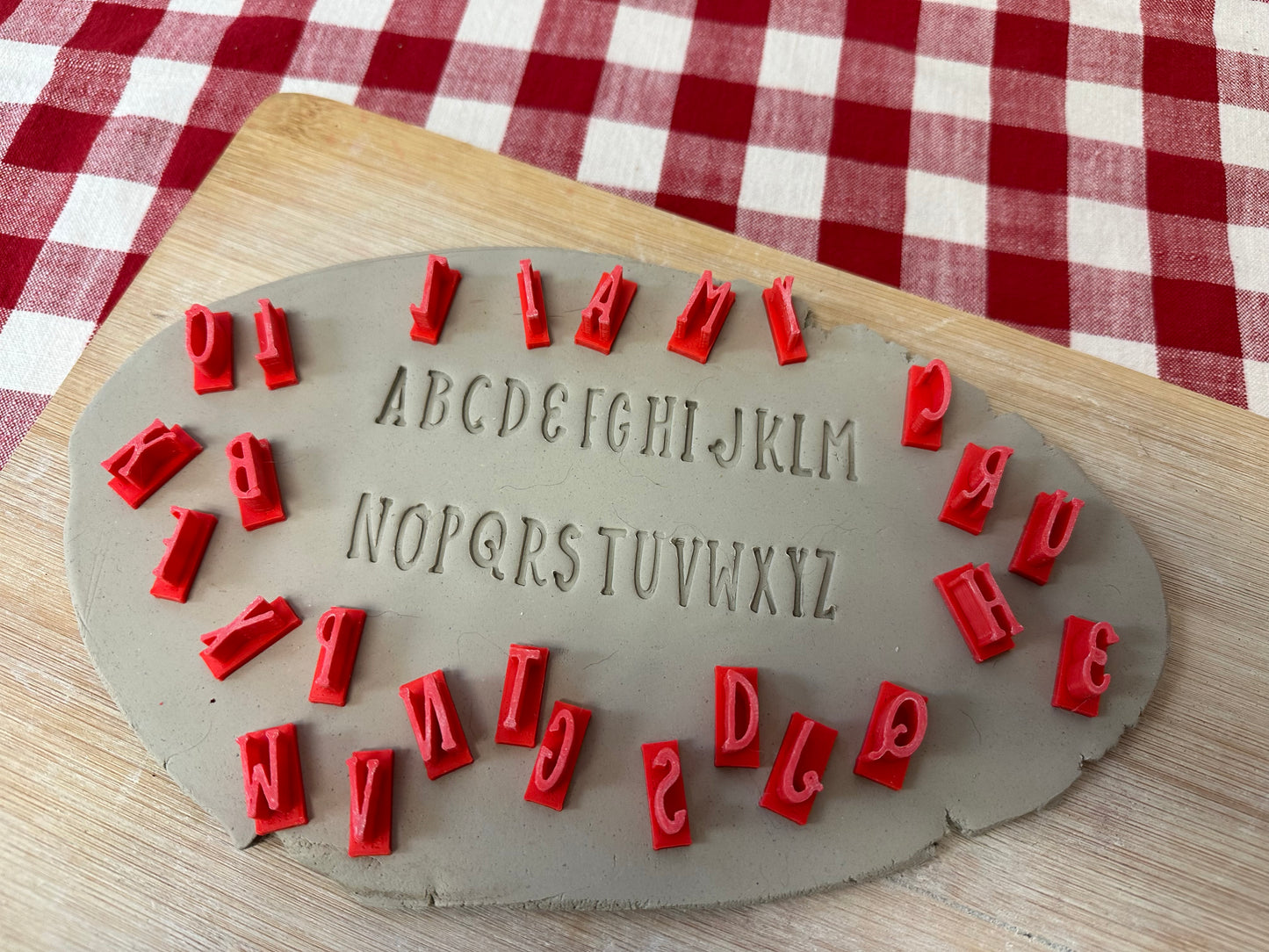 Alphabet Pottery Stamp Set - Saucy font, New for 2024