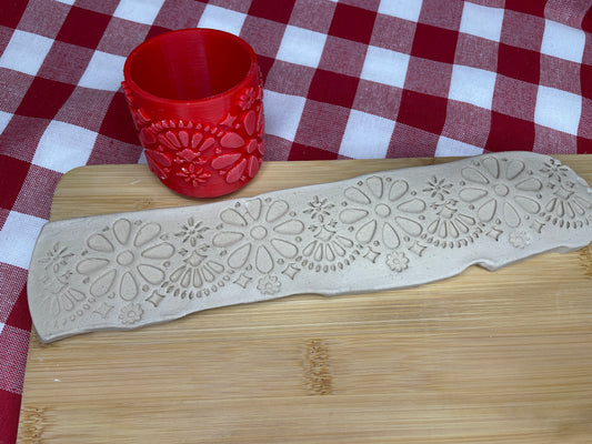 Fiesta Party Flower Pottery Roller - April 2025 Fiesta Party Themed Mystery Box - Border Design, Repeating pattern, Plastic 3d printed