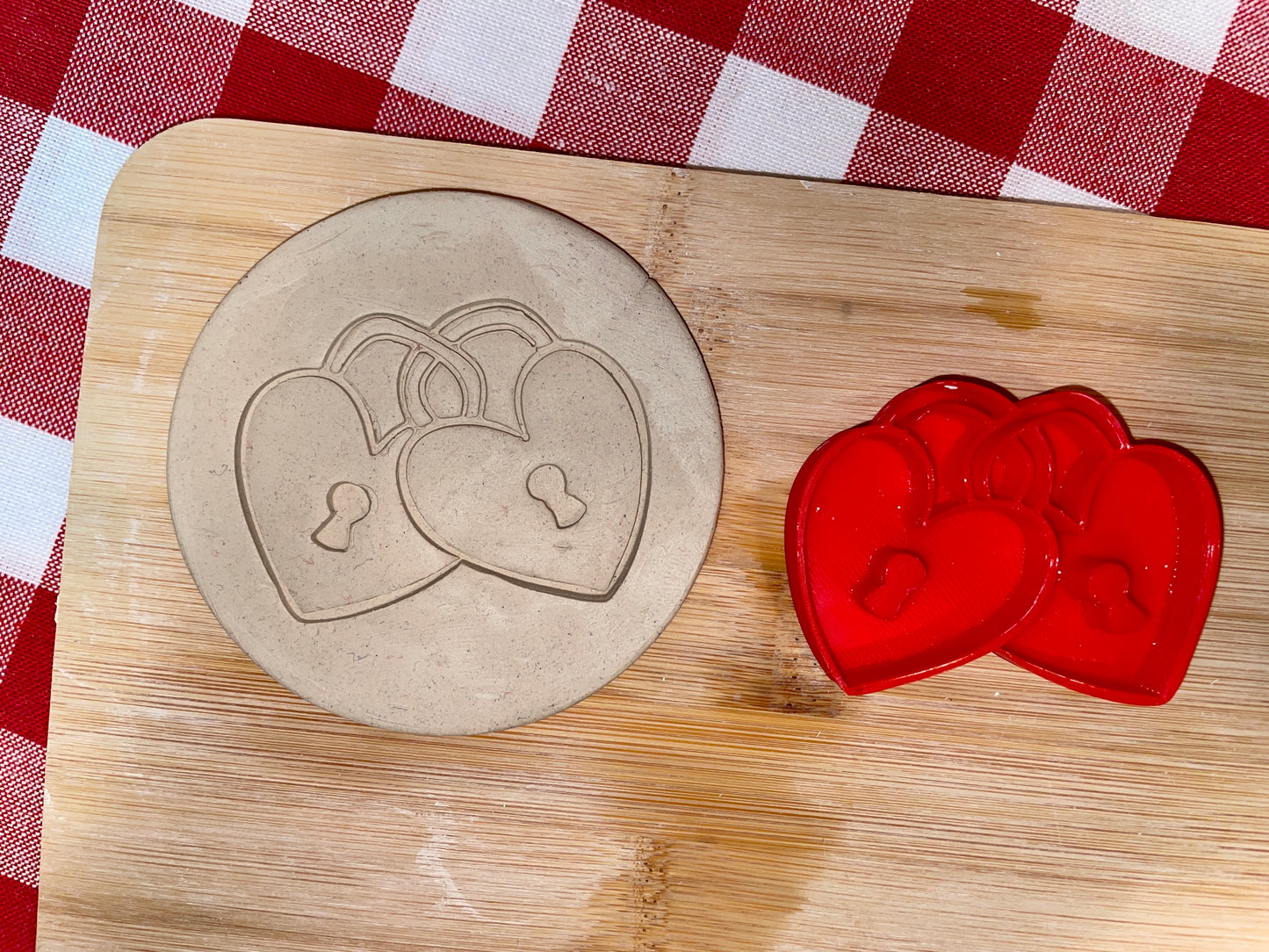 Heart Locks Pottery Stamp - November 2025 - Hearts Themed Mystery Box, multiple sizes available