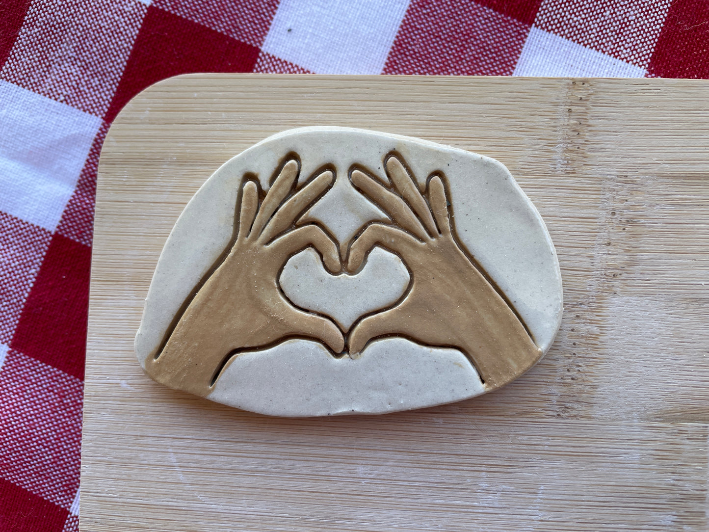 Heart Hands Pottery Stamp - Teenagers themed January 2025 Mystery Box, multiple sizes available