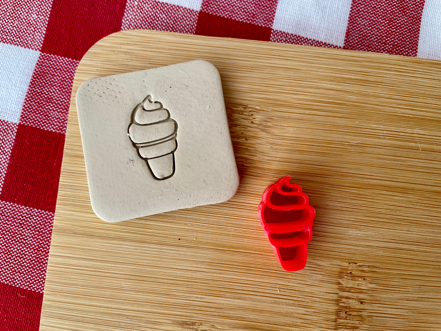 Soft Serve Ice Cream Mini Pottery Stamp - March 2023 Stamp of the Month, multiple sizes