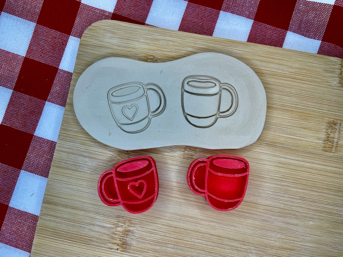 Mini Mug with or with out Heart Pottery Stamp - Clay Con West 2025 stamp, plastic 3D printed, multiple sizes