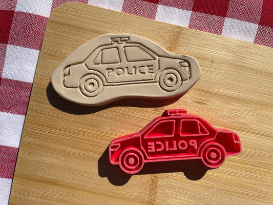 Police Car Pottery Stamp - First Responders themed November 2024 Mystery Box, multiple sizes available