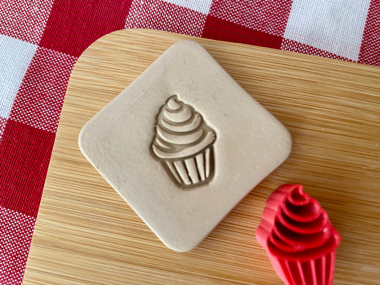 Cupcake Mini Pottery Stamp - December 2023 Stamp of the Month, multiple sizes