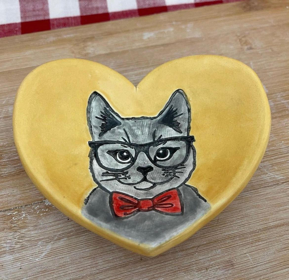 Cat Face w/ Bowtie and Glasses - plastic 3D printed, multiple sizes