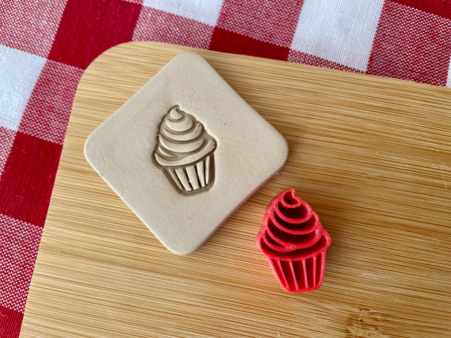 Cupcake Mini Pottery Stamp - December 2023 Stamp of the Month, multiple sizes