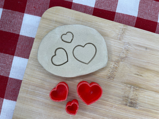 Heart stamps, Set of 3 - December 2024 Valentines - Punny Food themed Mystery Box, multiple sizes available