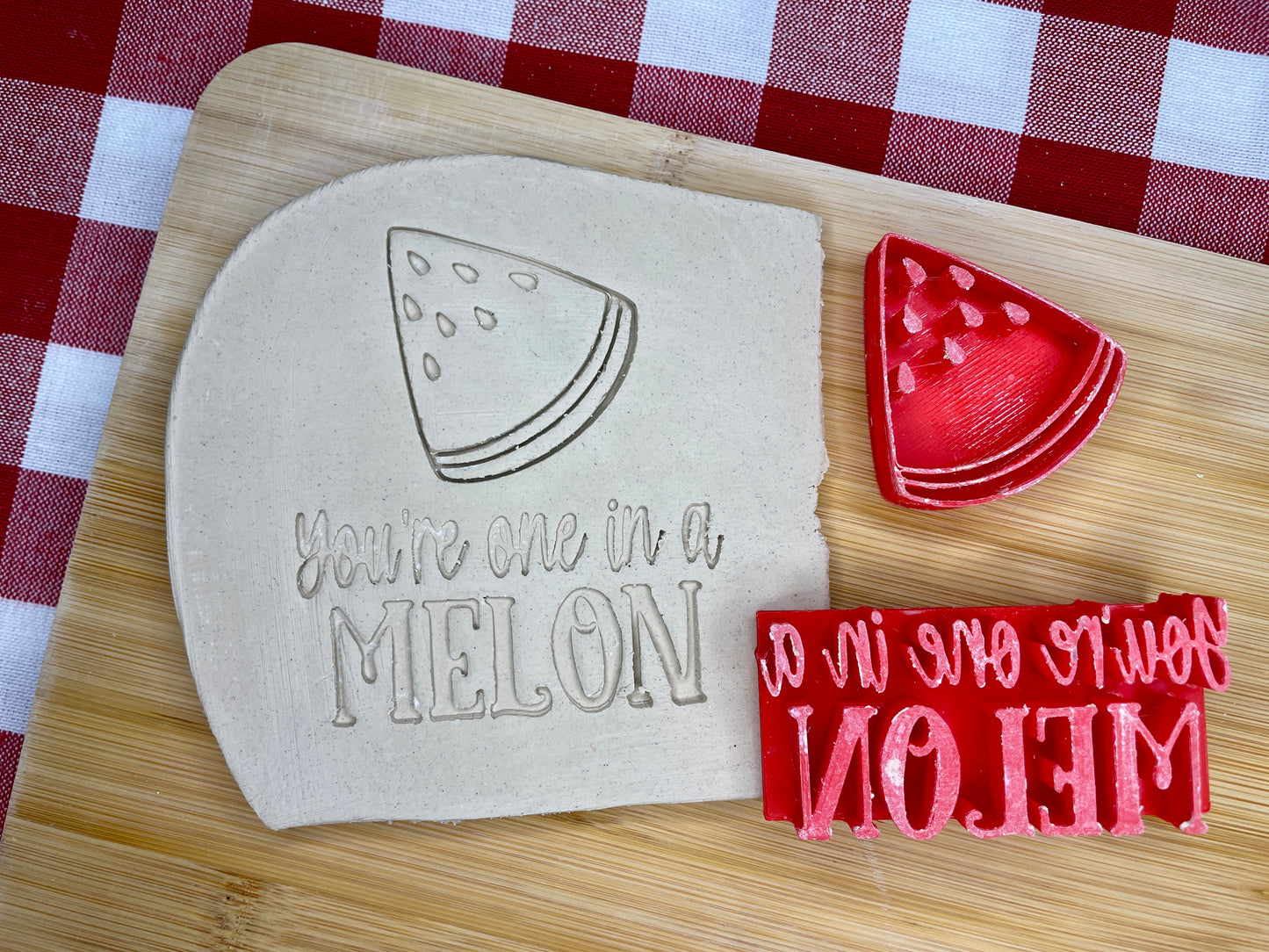 Watermelon stamp and "You're one in a MELON" Word Stamp, Each or Set - December 2024 Valentines - Punny Food themed Mystery Box, multiple sizes available