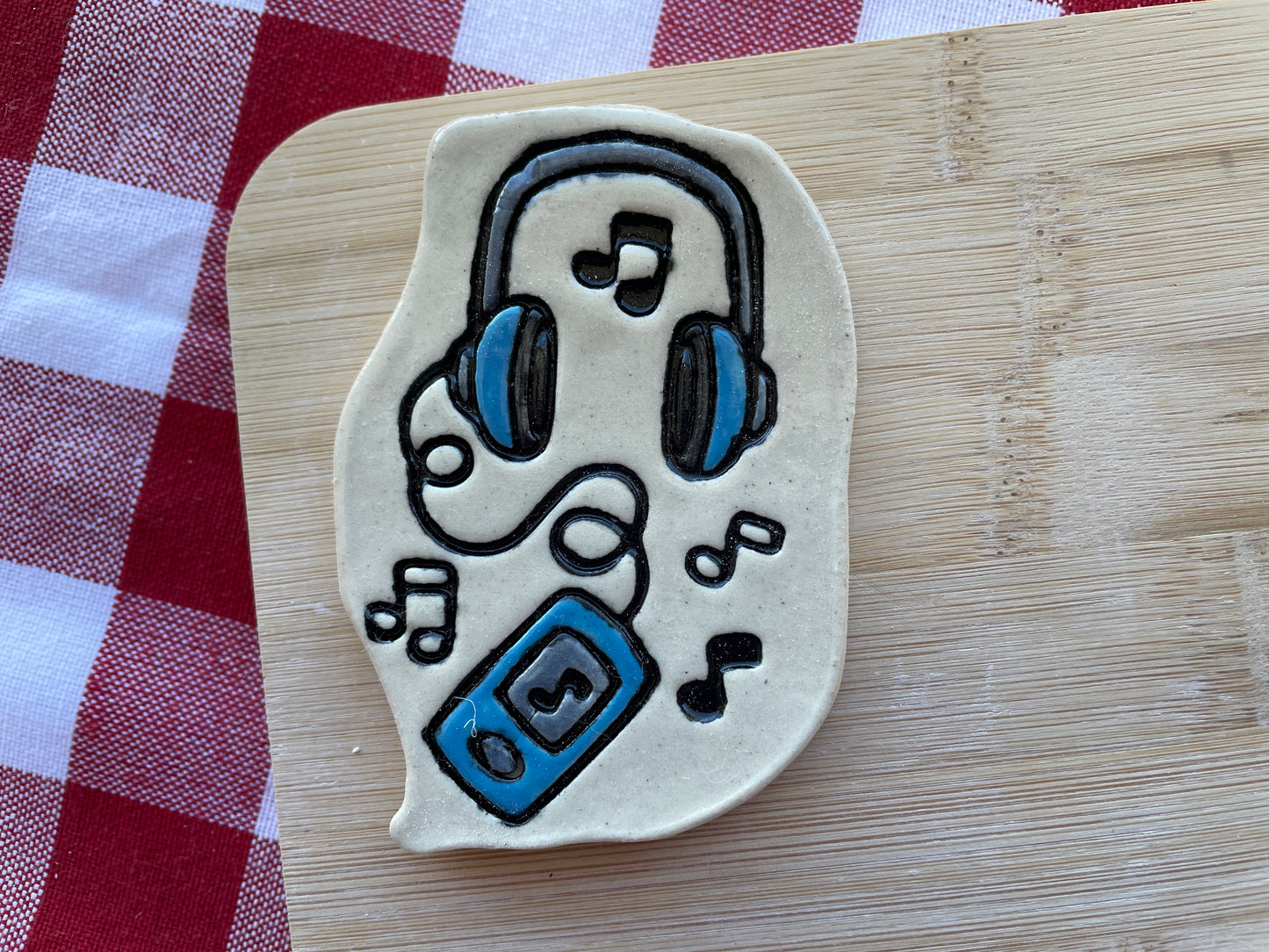 Headphones, Music player Pottery Stamp - Teenagers themed January 2025 Mystery Box, multiple sizes available