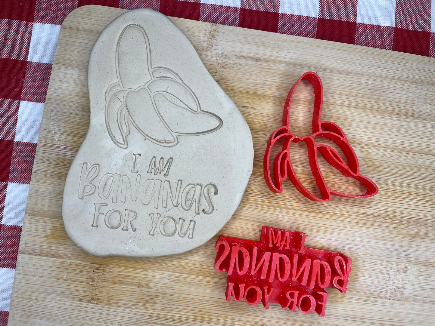 Banana stamp and "I am Bananas For You" Word Stamp, Each or Set - December 2024 Valentines - Punny Food themed Mystery Box, multiple sizes available