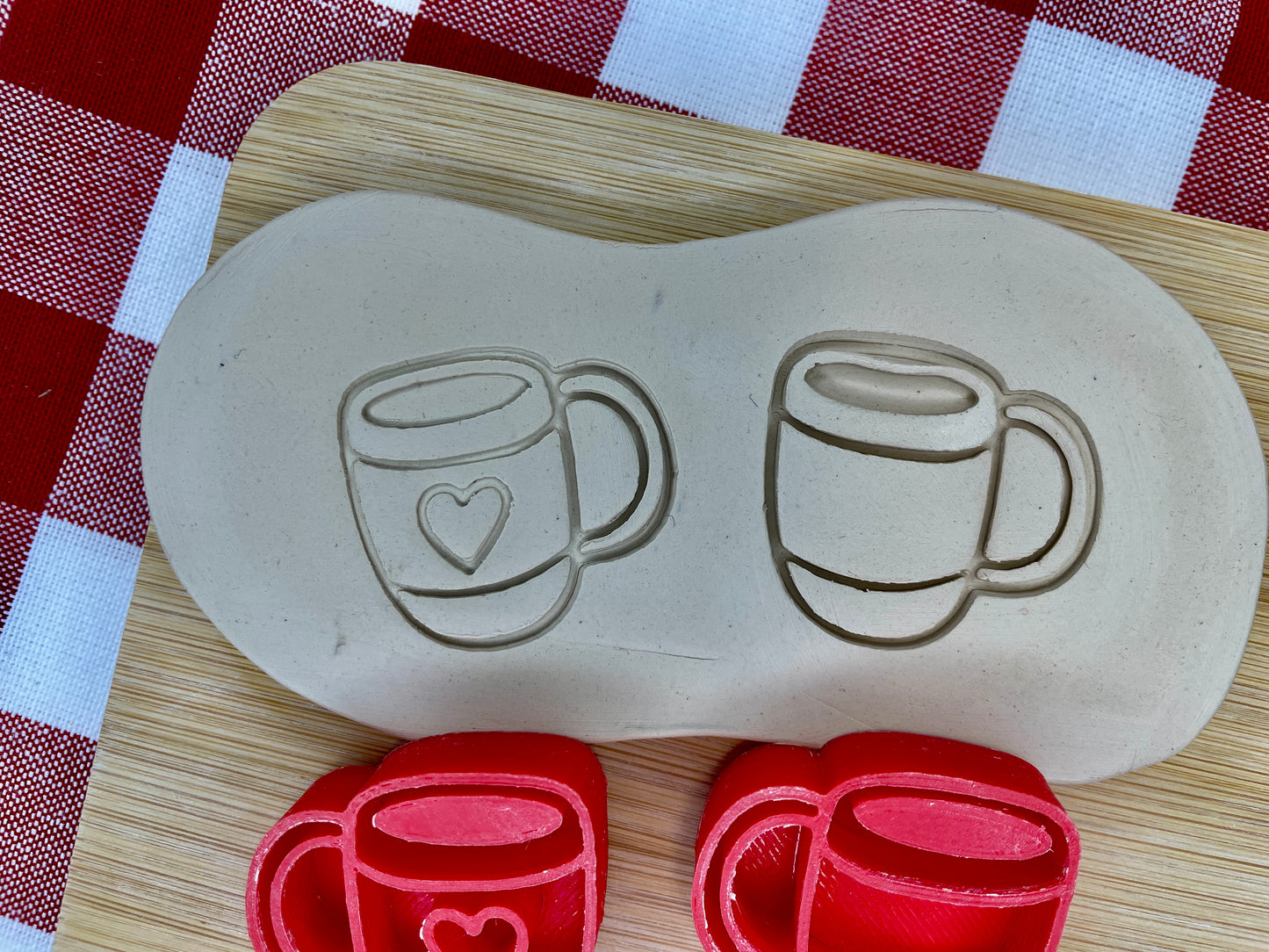 Mini Mug with or with out Heart Pottery Stamp - Clay Con West 2025 stamp, plastic 3D printed, multiple sizes