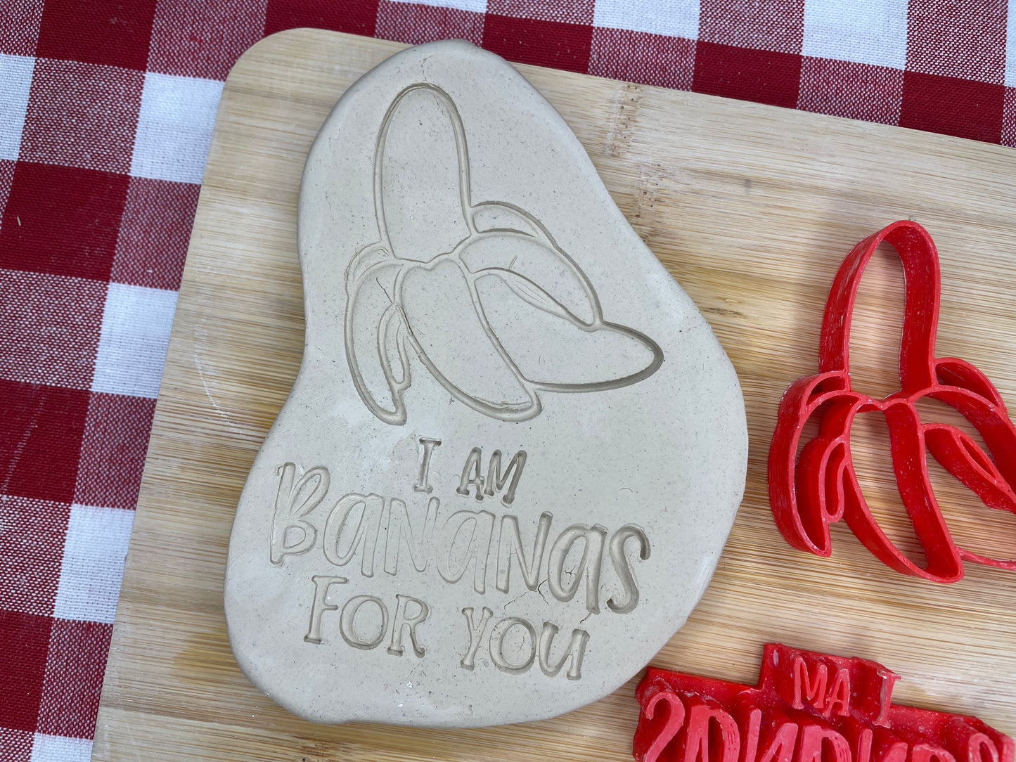 Banana stamp and "I am Bananas For You" Word Stamp, Each or Set - December 2024 Valentines - Punny Food themed Mystery Box, multiple sizes available