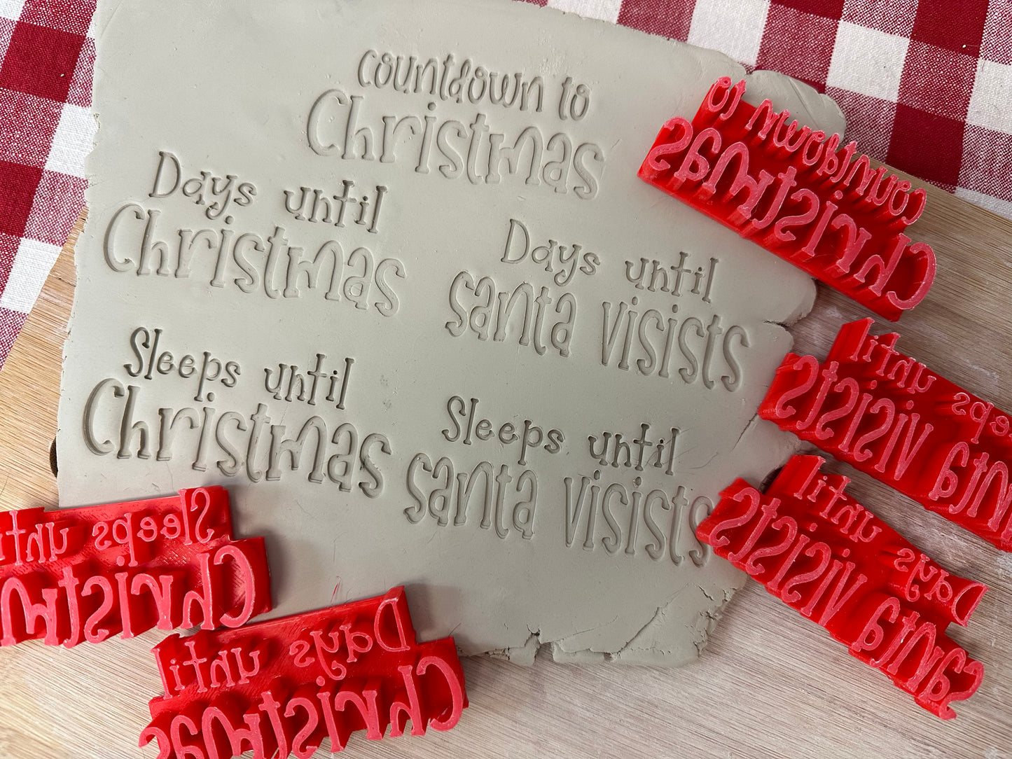 Christmas "Countdown to Christmas", "Days until Christmas", "Sleeps until Christmas", "Days until Santa Visits" or "Sleeps until Santa Visits" word stamps - plastic 3D printed, multiple sizes, each or set