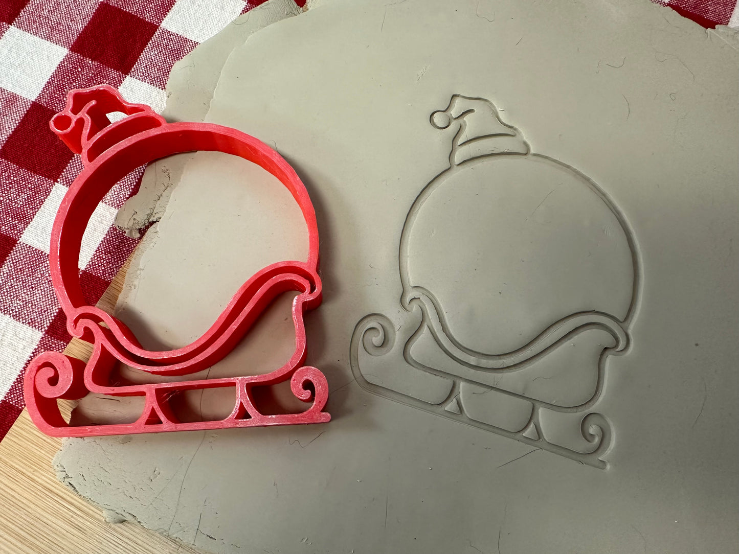 Santa Sleigh and Hat frame stamp - multiple sizes available, 3D printed, Christmas