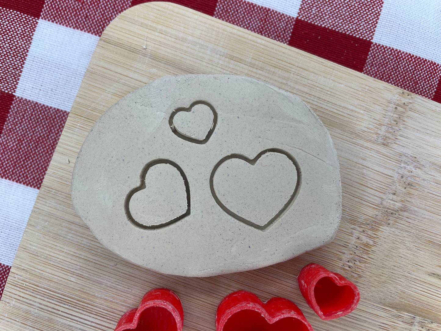 Heart stamps, Set of 3 - December 2024 Valentines - Punny Food themed Mystery Box, multiple sizes available