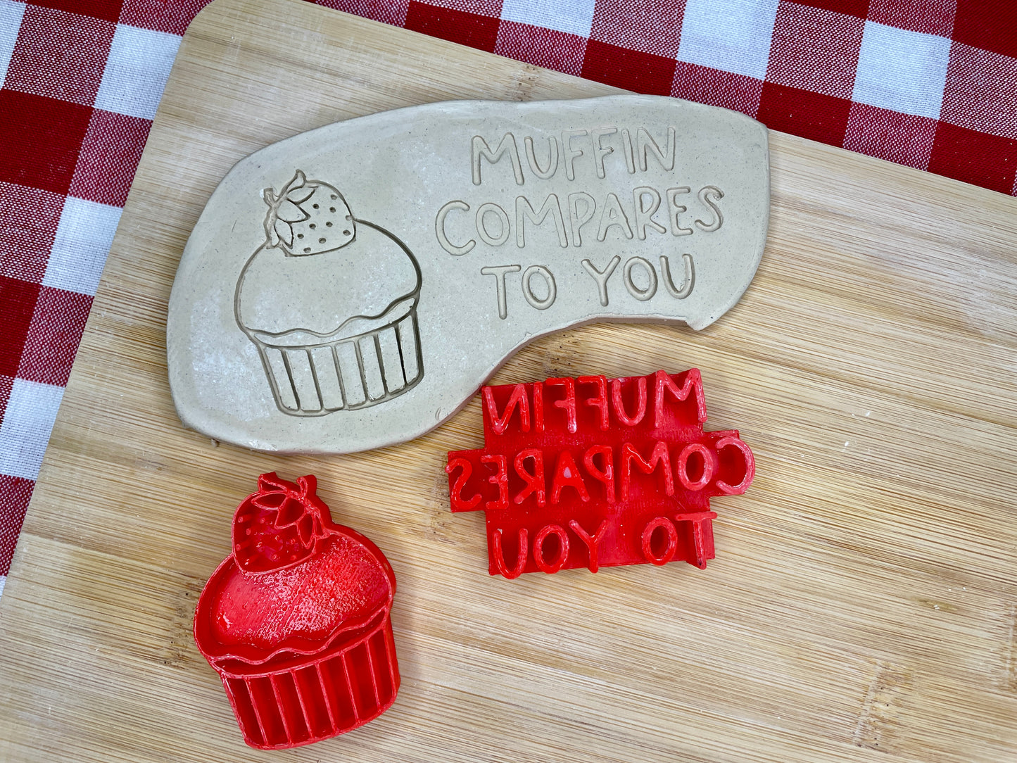 Muffin stamp and "MUFFIN COMPARES TO YOU" Word Stamp, Each or Set - December 2024 Valentines - Punny Food themed Mystery Box, multiple sizes available