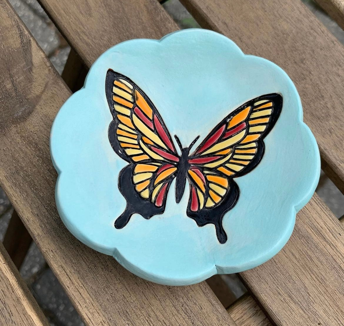 Butterfly design, pottery stamp or stencil w/ optional cutter - plastic 3D printed, multiple sizes