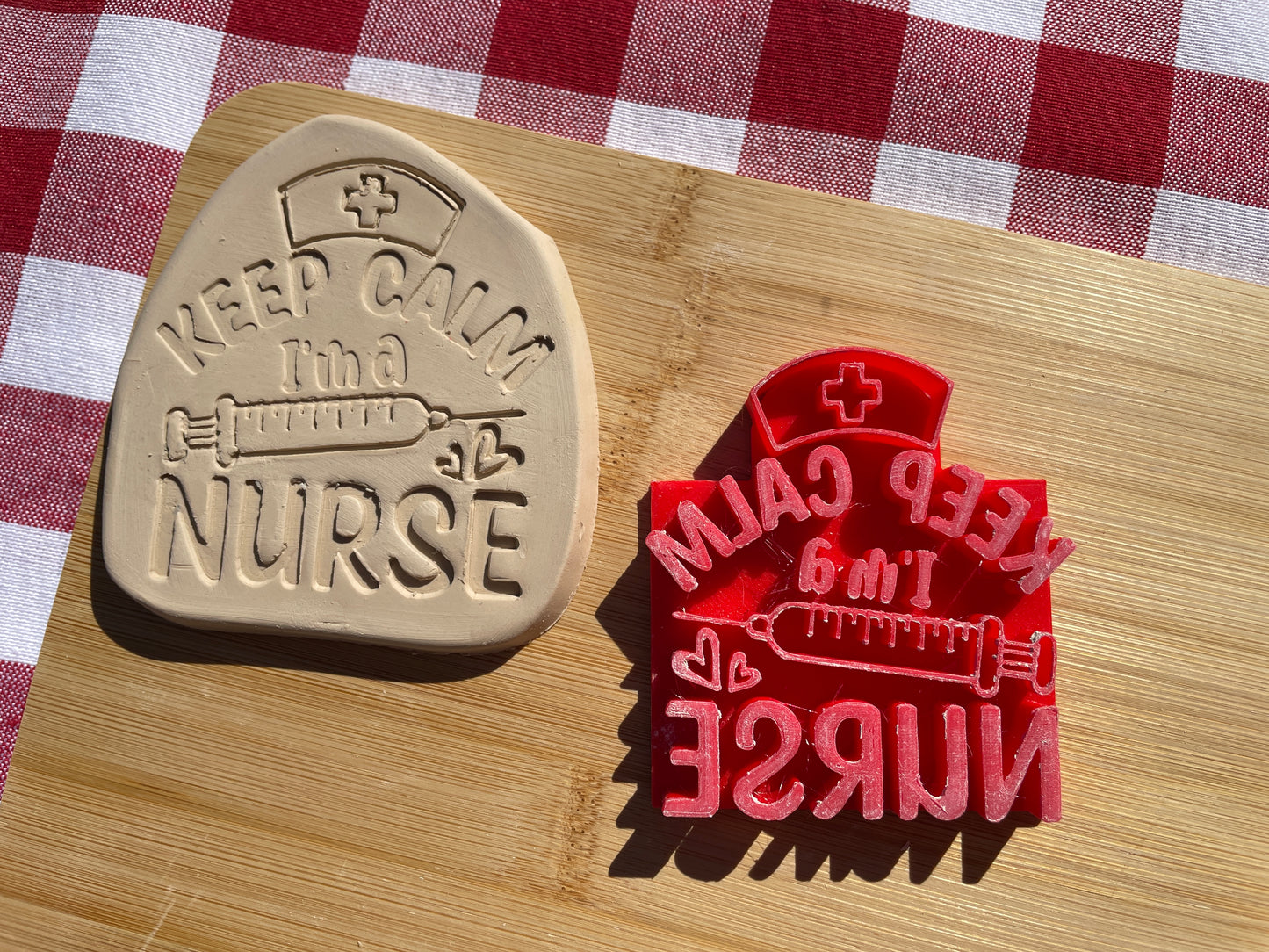 "Keep Calm I'm A Nurse" Word Pottery Stamp - First Responders themed November 2024 Mystery Box, multiple sizes available