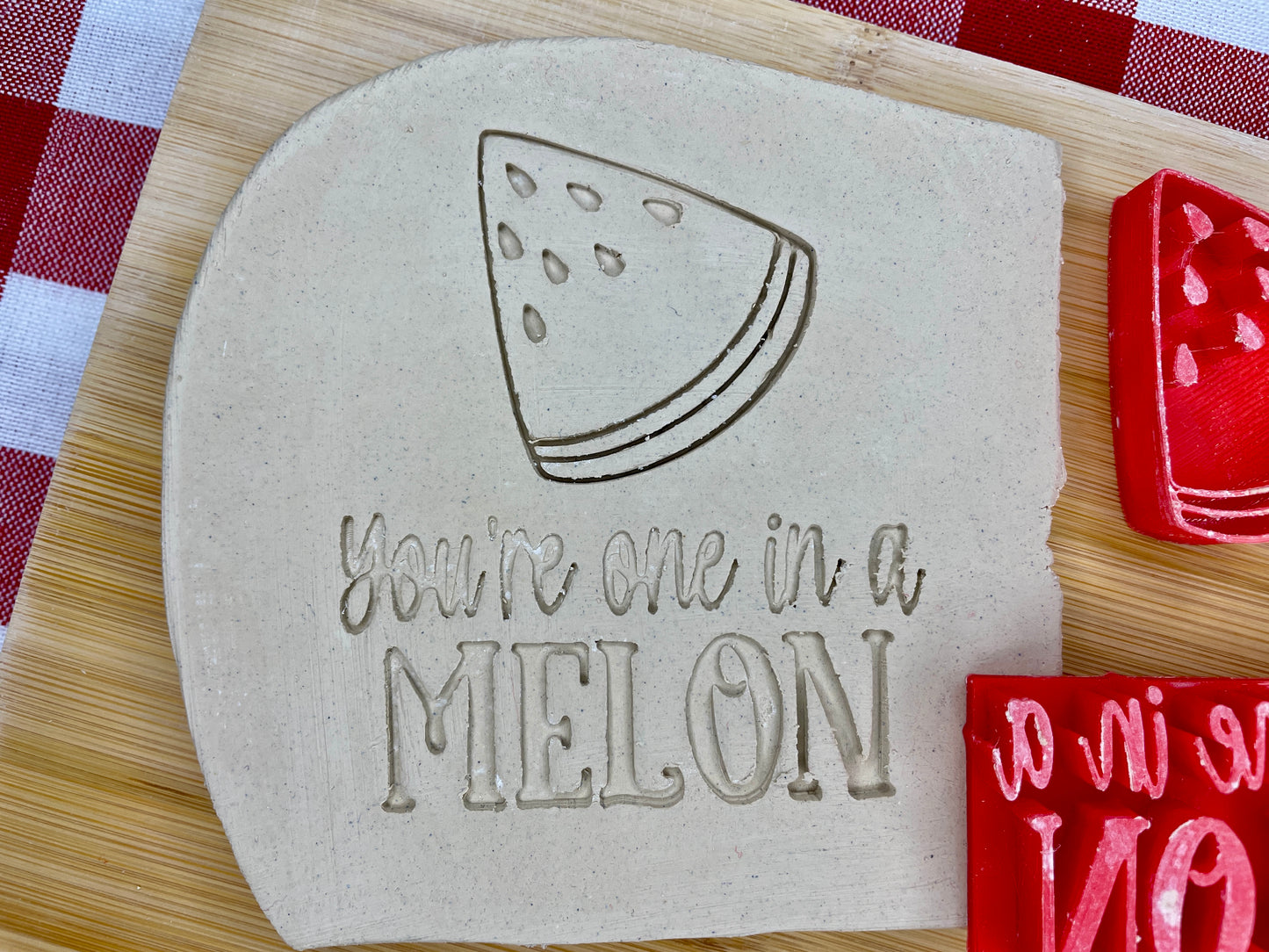 Watermelon stamp and "You're one in a MELON" Word Stamp, Each or Set - December 2024 Valentines - Punny Food themed Mystery Box, multiple sizes available