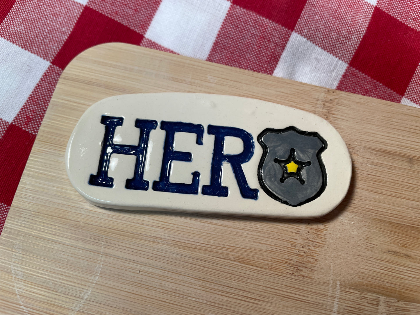 "Hero" - Police Pottery Stamps - word stamp First Responders themed November 2024 Mystery Box, multiple sizes available