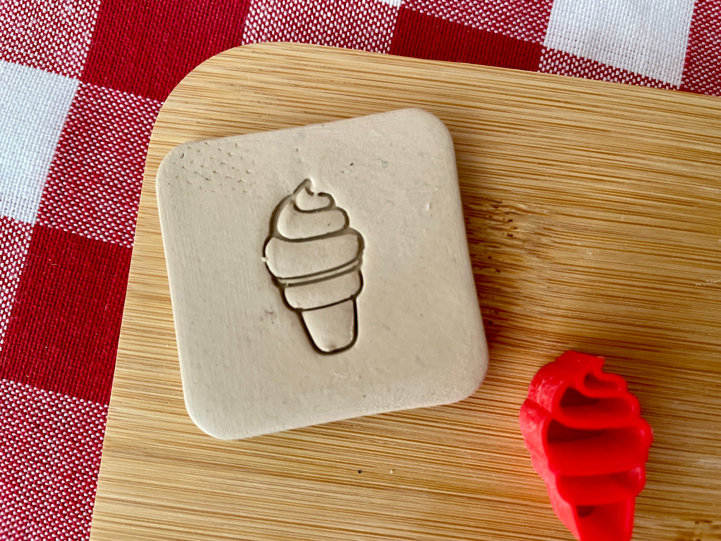 Soft Serve Ice Cream Mini Pottery Stamp - March 2023 Stamp of the Month, multiple sizes