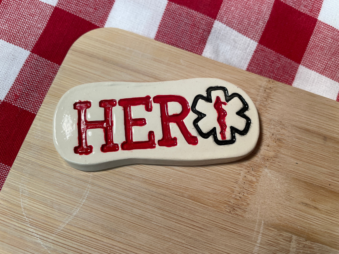 "Hero" - Medic, EMT Pottery Stamp - word stamp First Responders themed November 2024 Mystery Box, multiple sizes available