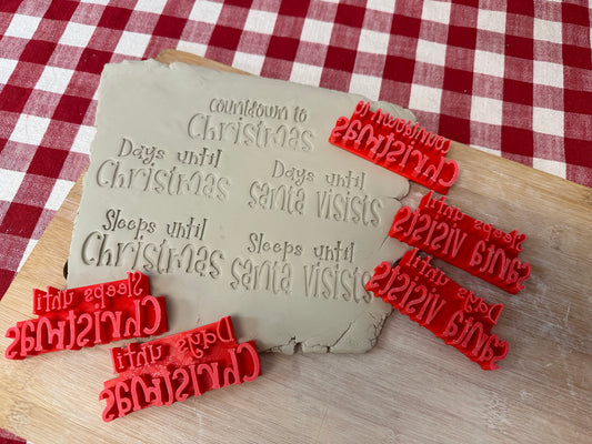 Christmas "Countdown to Christmas", "Days until Christmas", "Sleeps until Christmas", "Days until Santa Visits" or "Sleeps until Santa Visits" word stamps - plastic 3D printed, multiple sizes, each or set