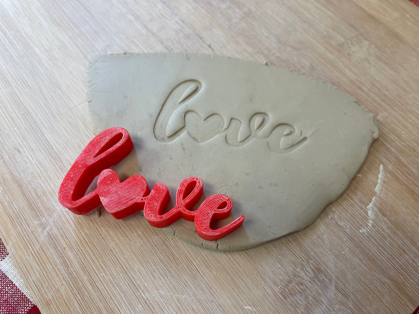 Pottery Stamp, LOVE with heart word design - multiple sizes