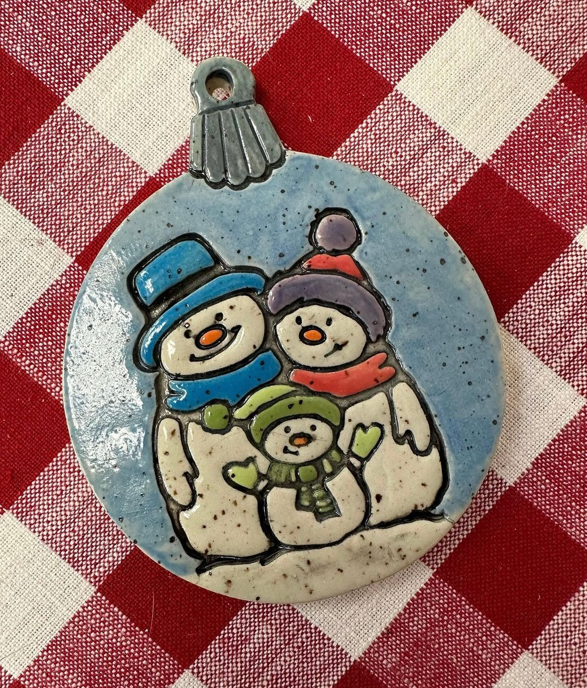 Snowman Family of 3 design pottery stamp - multiple sizes available