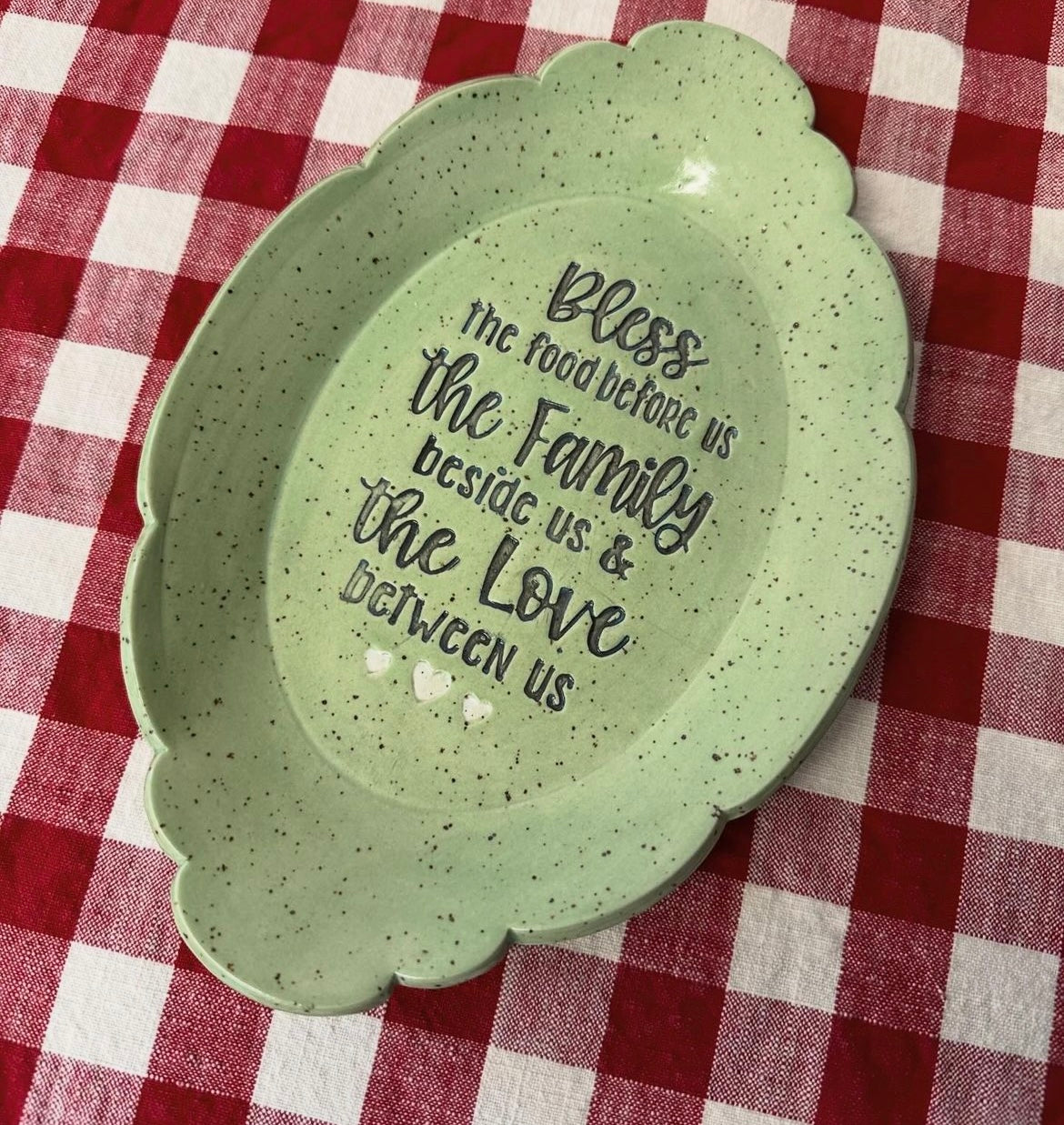 "Bless the Food before us, the Family beside us, the Love between us" word stamp - plastic 3D printed, multiple sizes