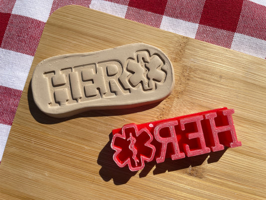 "Hero" - Medic, EMT Pottery Stamp - word stamp First Responders themed November 2024 Mystery Box, multiple sizes available