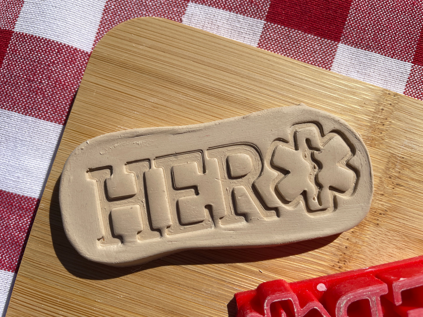 "Hero" - Medic, EMT Pottery Stamp - word stamp First Responders themed November 2024 Mystery Box, multiple sizes available