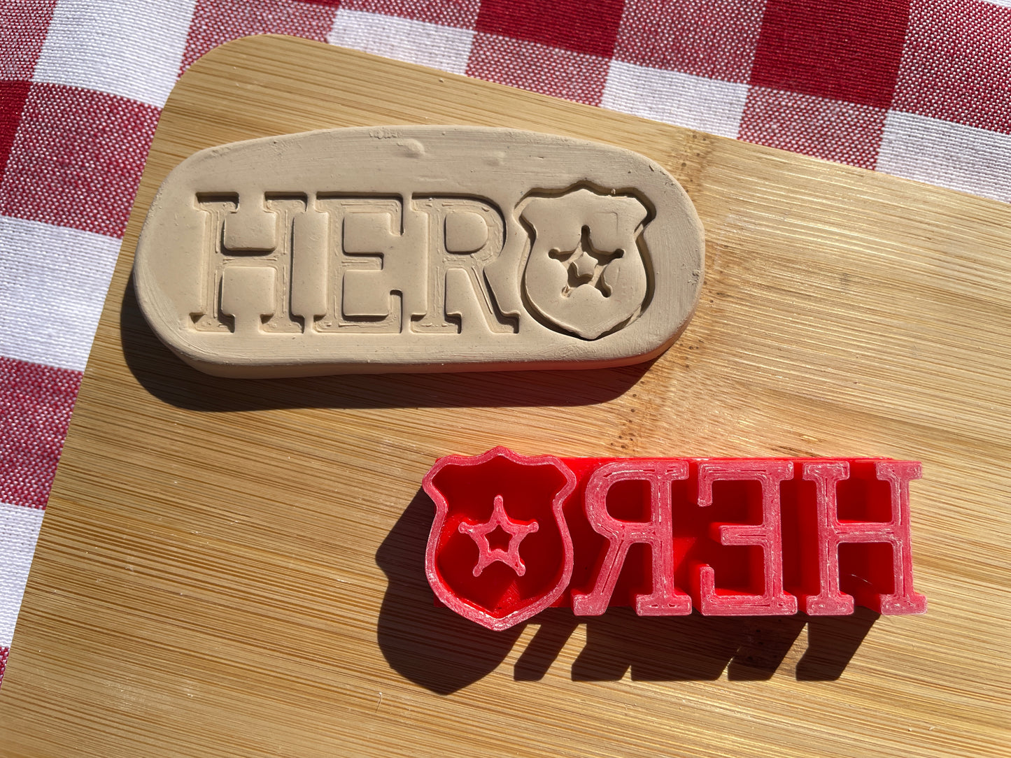 "Hero" - Police Pottery Stamps - word stamp First Responders themed November 2024 Mystery Box, multiple sizes available