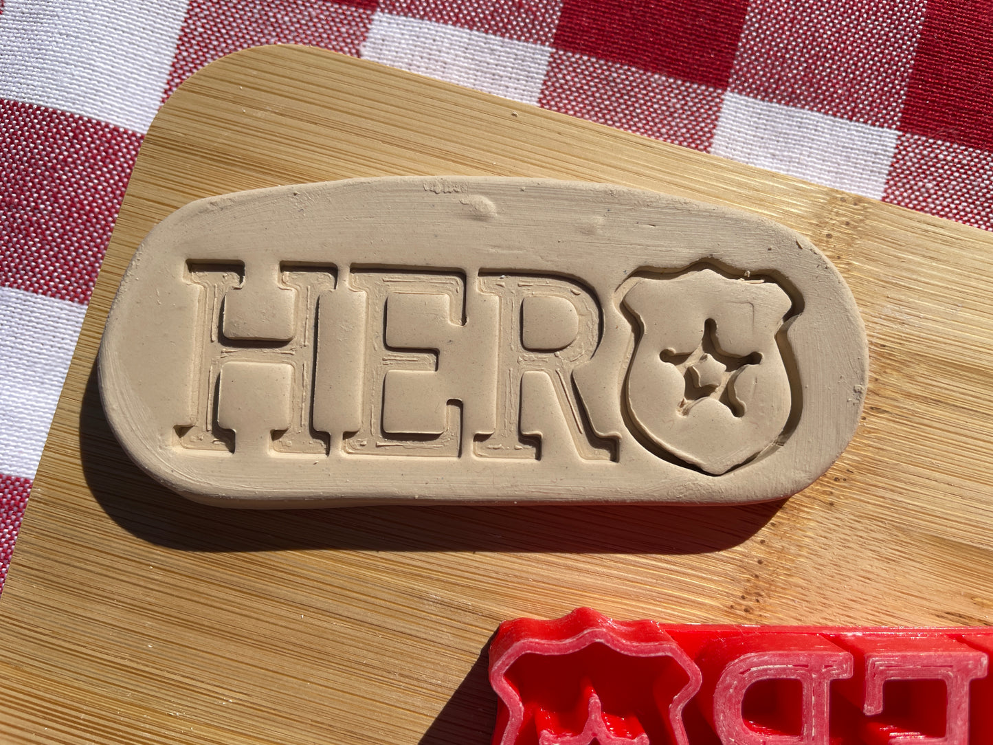 "Hero" - Police Pottery Stamps - word stamp First Responders themed November 2024 Mystery Box, multiple sizes available