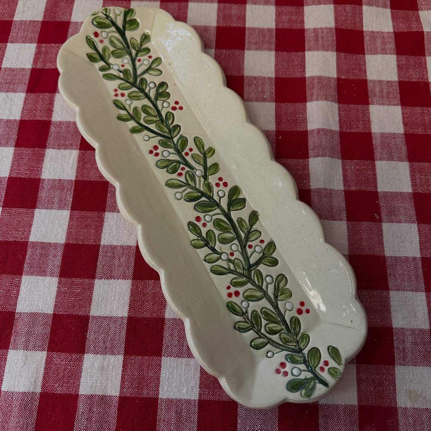 Christmas Greenery and berries Pottery Roller - Border Stamp, Repeating pattern, Plastic 3d printed