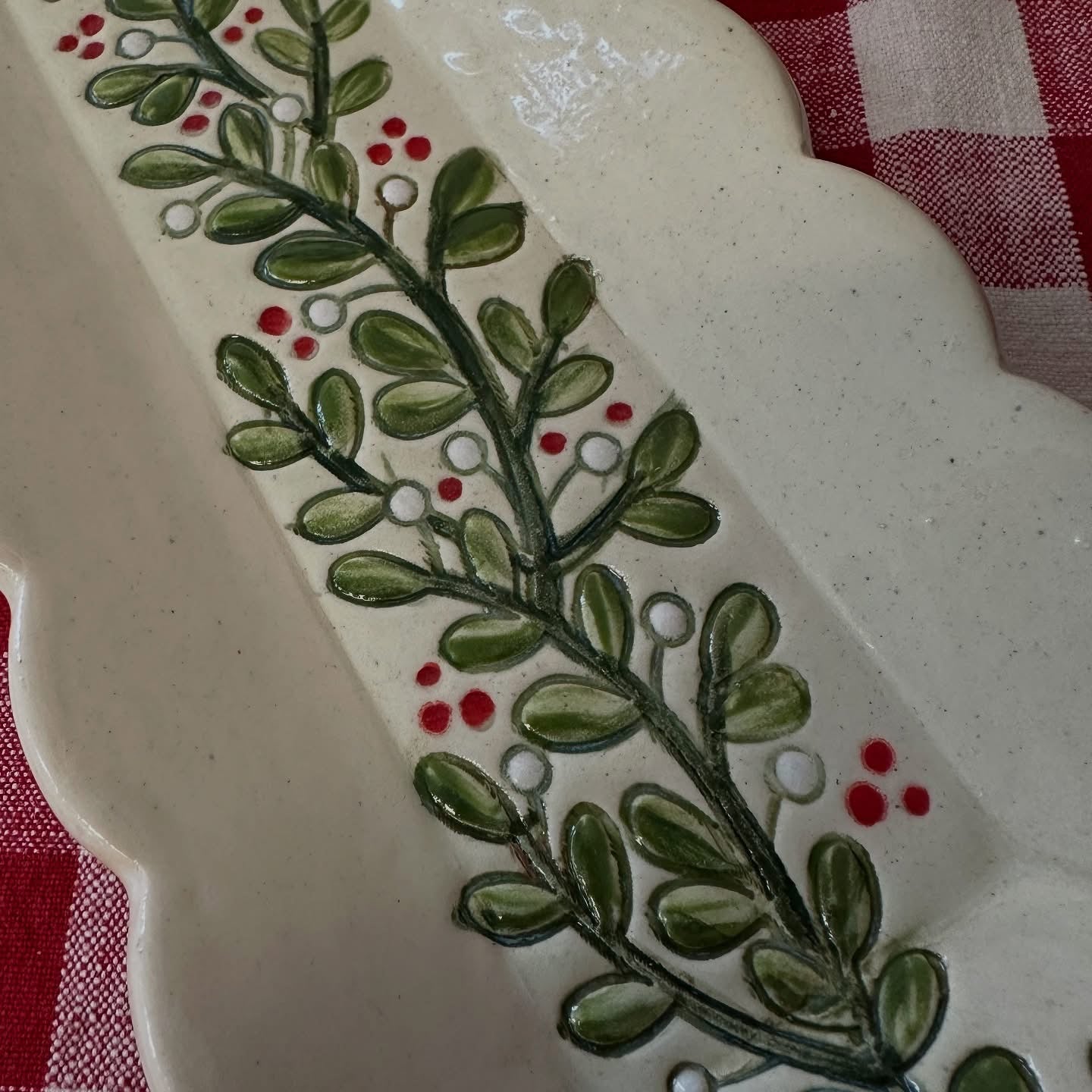 Christmas Greenery and berries Pottery Roller - Border Stamp, Repeating pattern, Plastic 3d printed