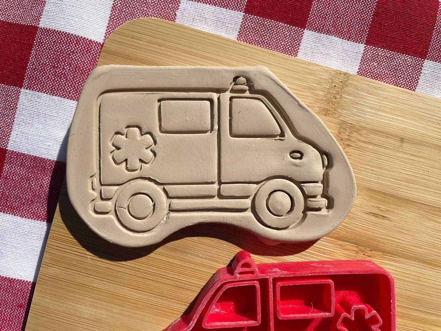 Ambulance Pottery Stamp - First Responders themed November 2024 Mystery Box, multiple sizes available