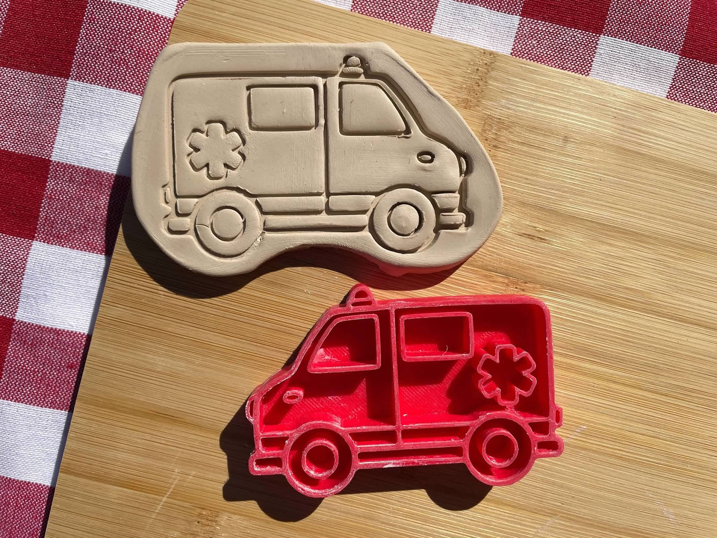 Ambulance Pottery Stamp - First Responders themed November 2024 Mystery Box, multiple sizes available