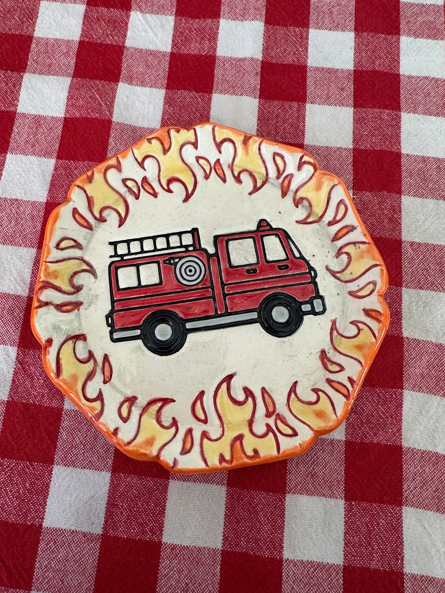 Fire Truck Pottery Stamp - First Responders themed November 2024 Mystery Box, multiple sizes available