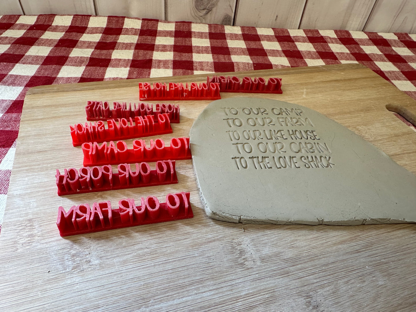 "Welcome to our..." Cabin, Lake house, Porch, etc. word stamp - Pottery Tool, plastic 3d printed, multiple sizes available