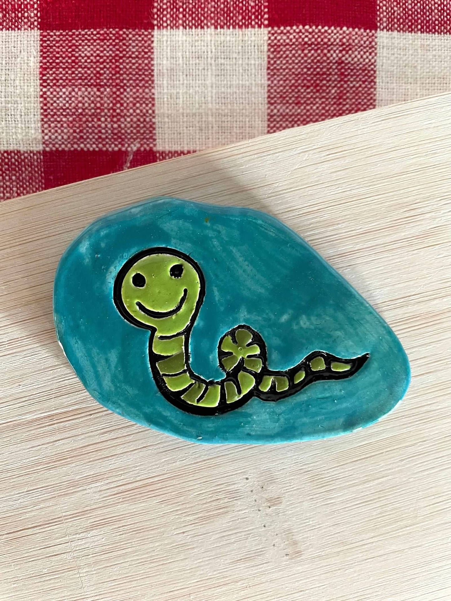 Worm pottery stamp, from the April 2024 Boys Themed mystery box - multiple sizes available, 3D printed