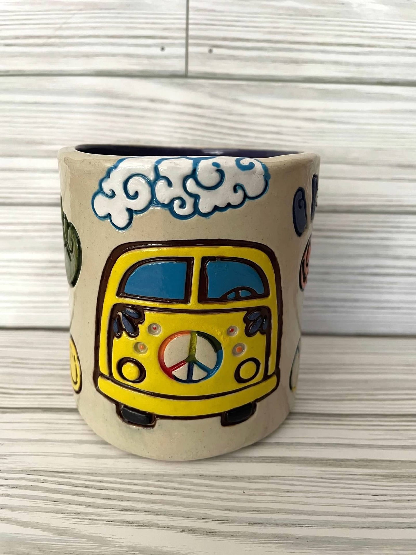 Pottery Stamp, Van design, from the May 2023 mystery box, front and side view, multiple sizes available