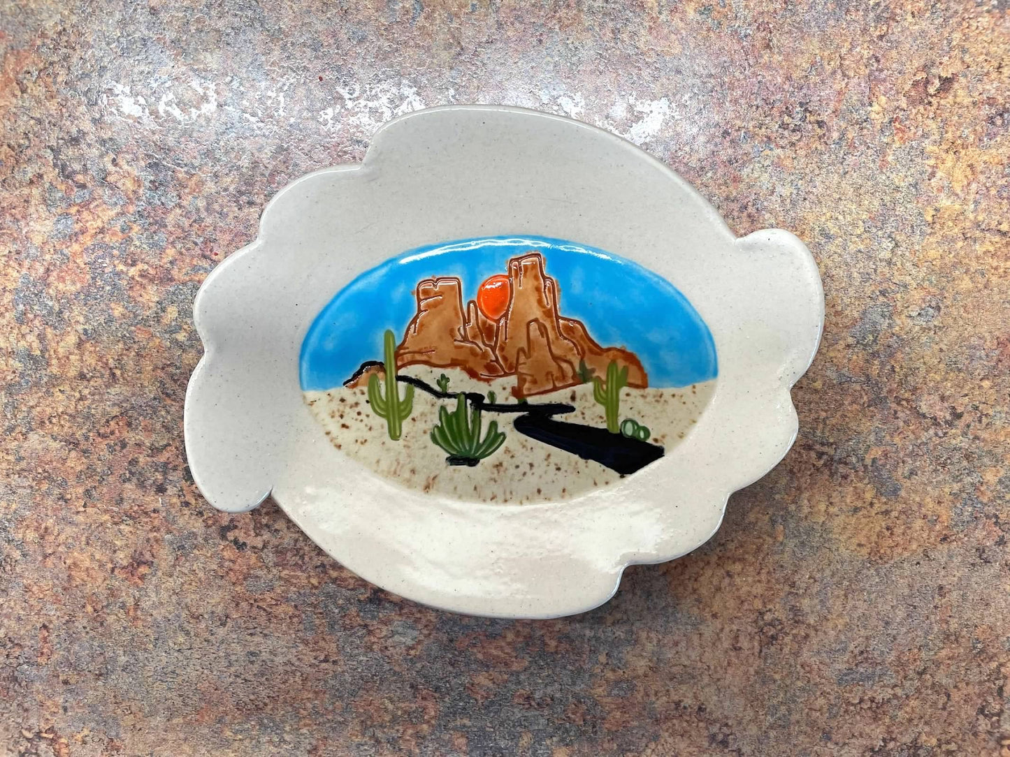 Pottery Stamp, Desert canyon scene design, from the March 2023 mystery box, plastic 3d printed, multiple sizes available