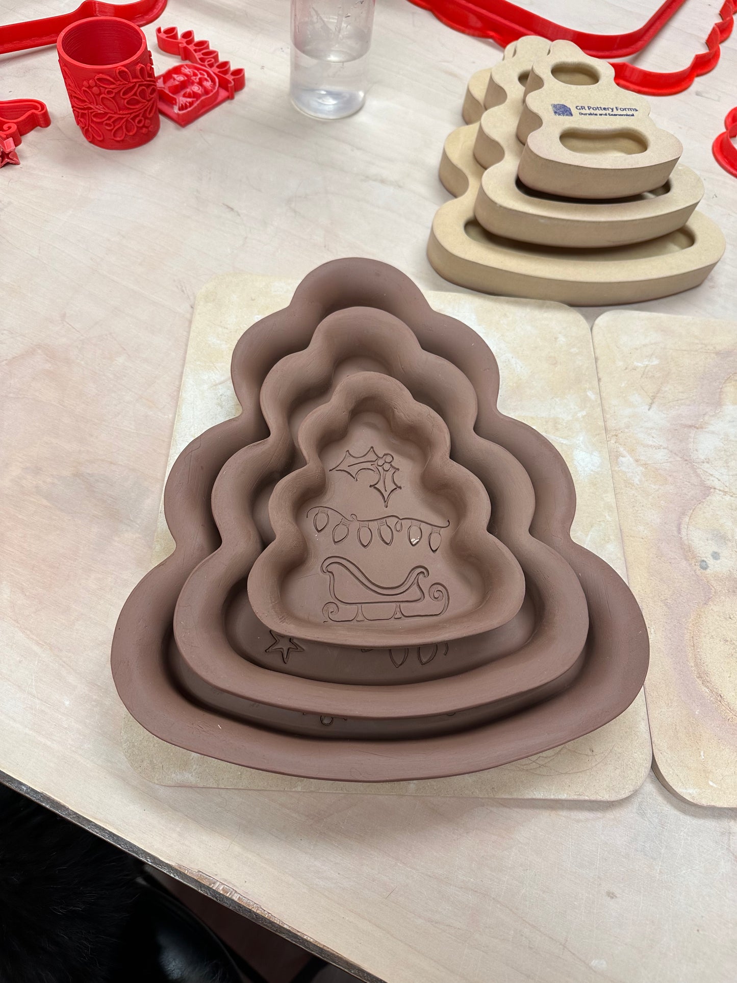 Christmas Tree Candy Dish Clay Cutter - plastic 3D printed, pottery tool, multiple sizes