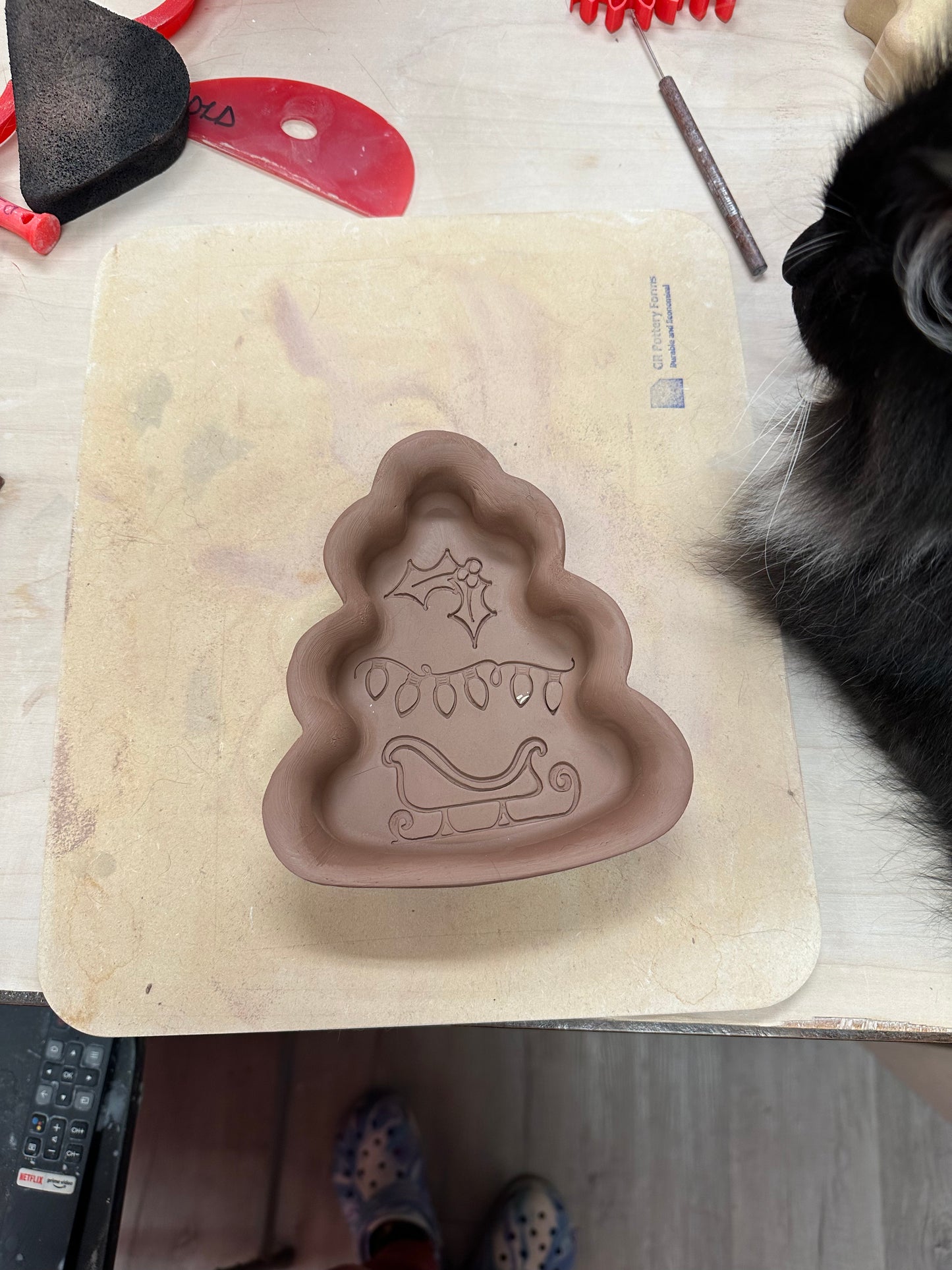 Christmas Tree Candy Dish Clay Cutter - plastic 3D printed, pottery tool, multiple sizes