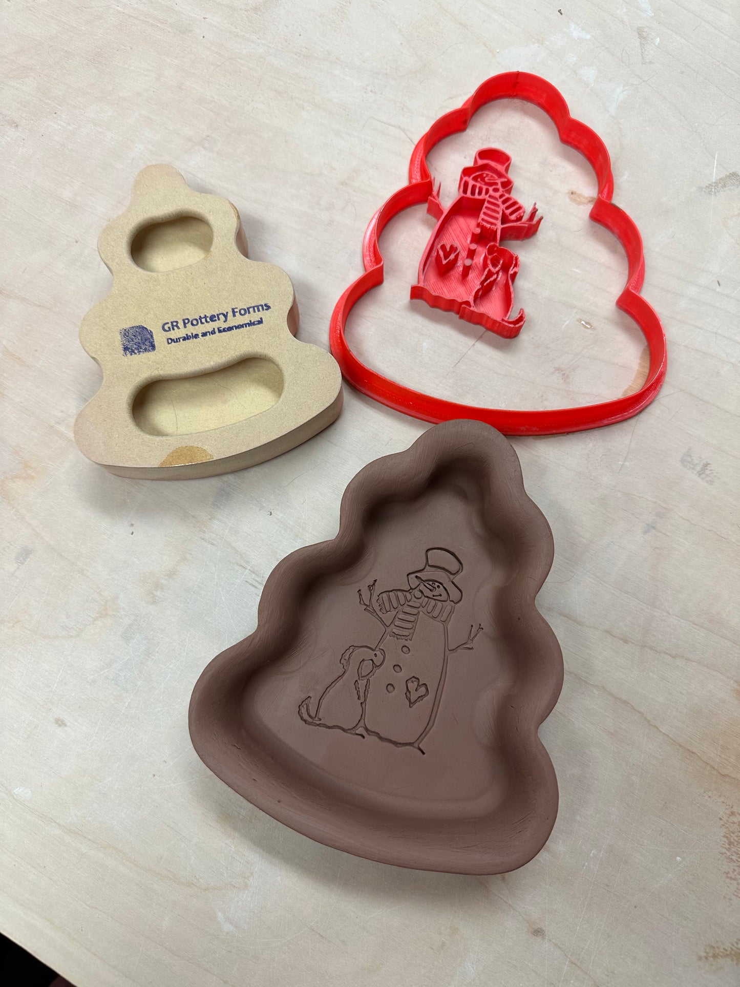 Christmas Tree Candy Dish Clay Cutter - plastic 3D printed, pottery tool, multiple sizes